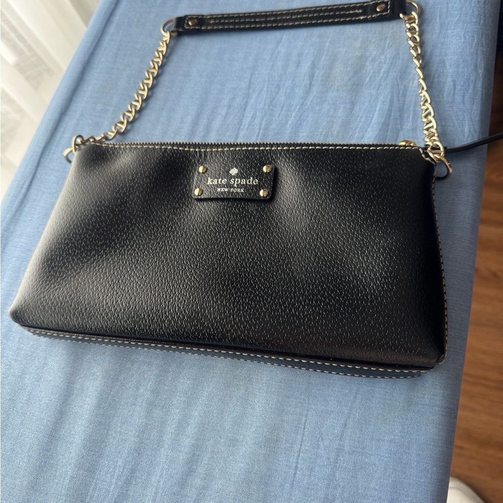Kate Spade Black Clutch with Gold Accents